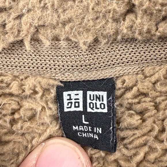 Uniqlo Women's Fleece Zip Up Hoodie Jacket Tan Size L - Picture 3 of 6